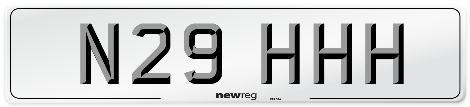 N29 HHH Number Plate from New Reg